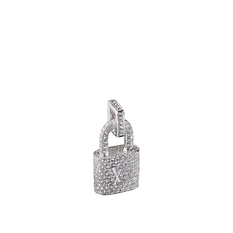 Pendentif Cadenas Lock It, or blanc et pavage de diamants